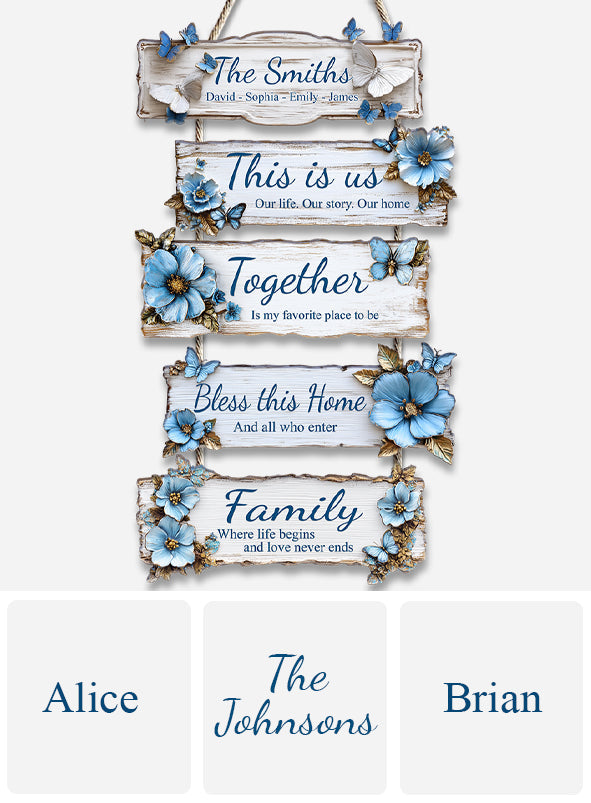 Voici notre histoire - Panneau familial personnalisé en bois de palette