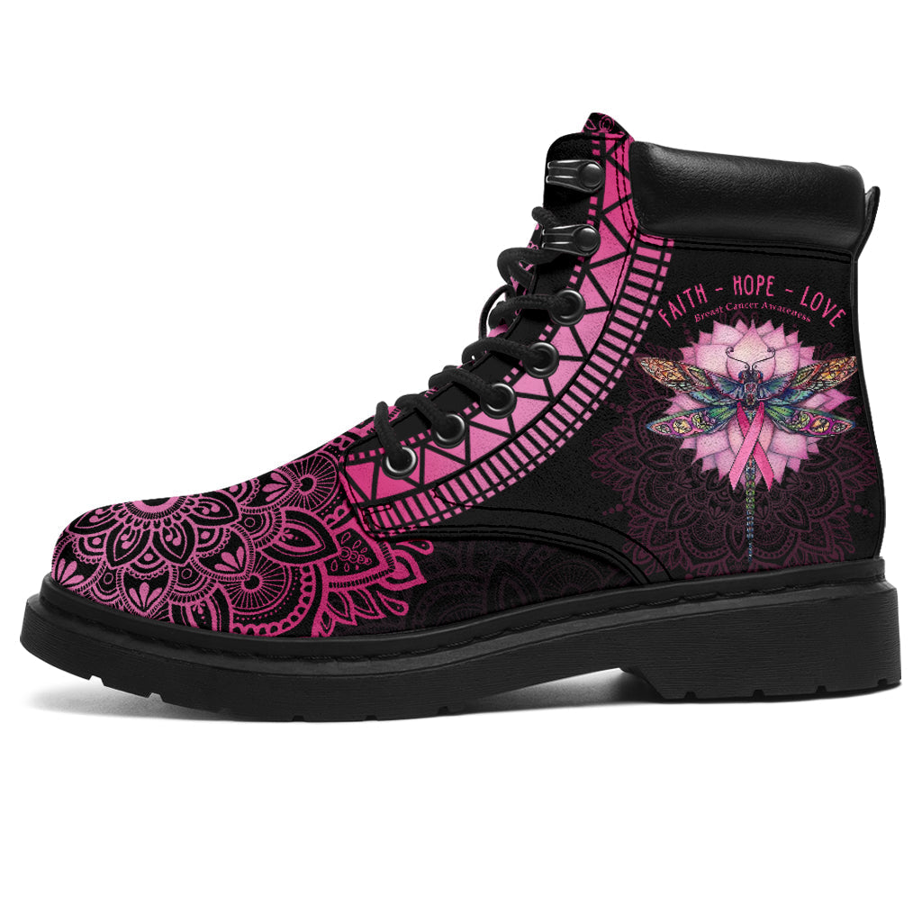 Bottes toutes saisons Dragonfly Faith Hope Love Sensibilisation au cancer du sein 0622