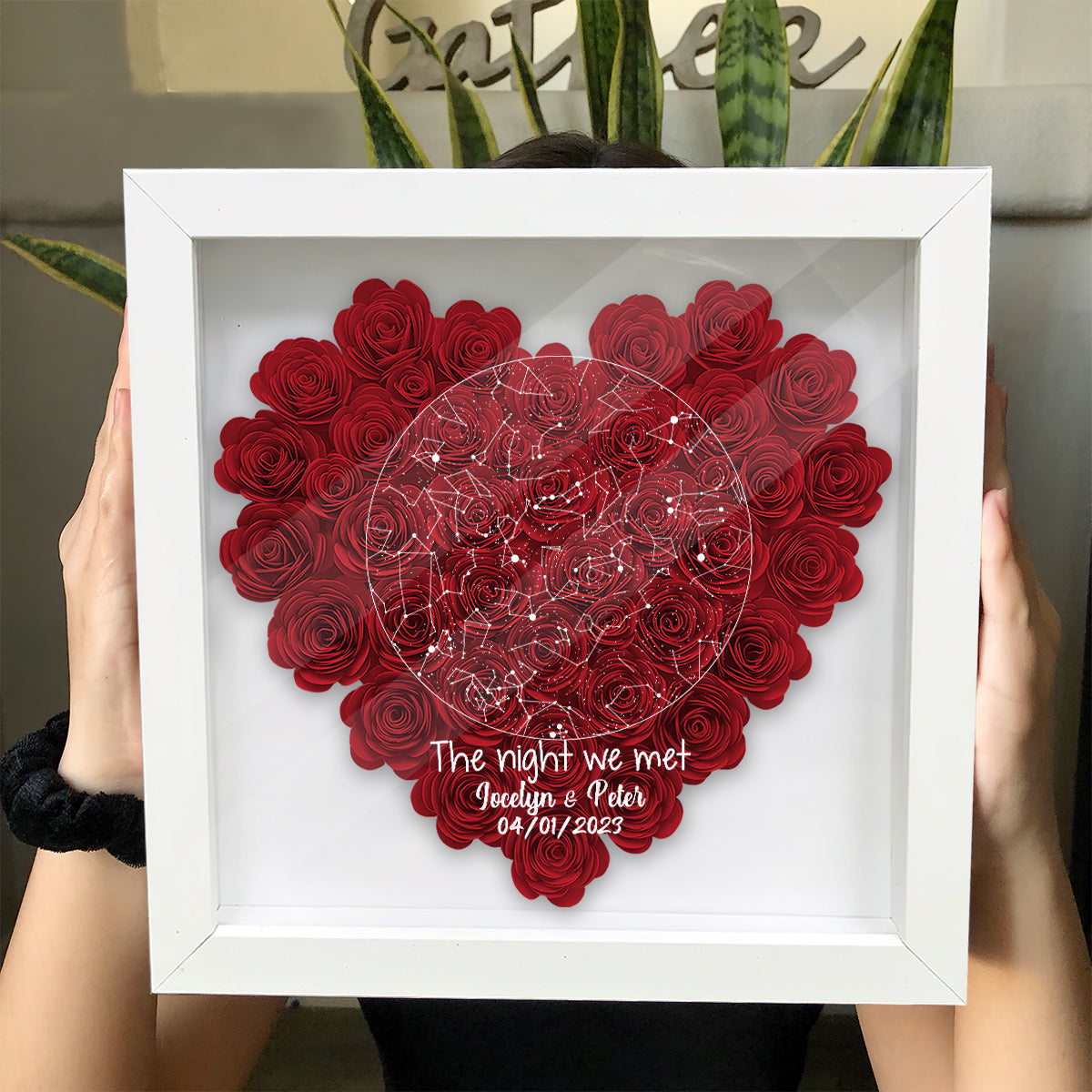 The Night We Met - Personalized Couple Flower Shadow Box