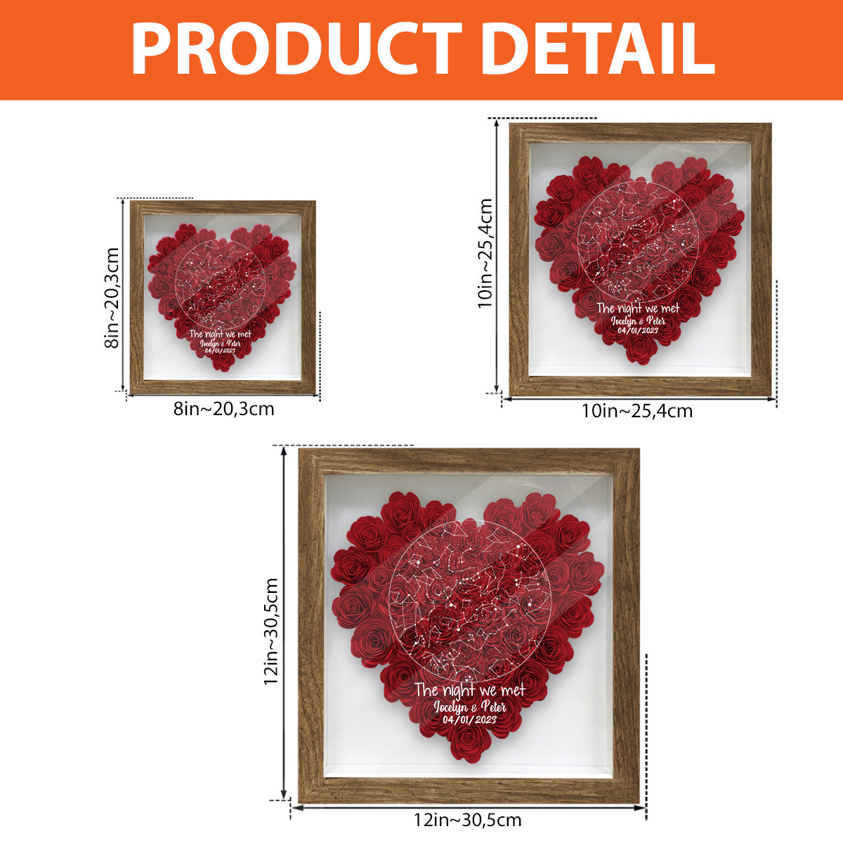The Night We Met - Personalized Couple Flower Shadow Box
