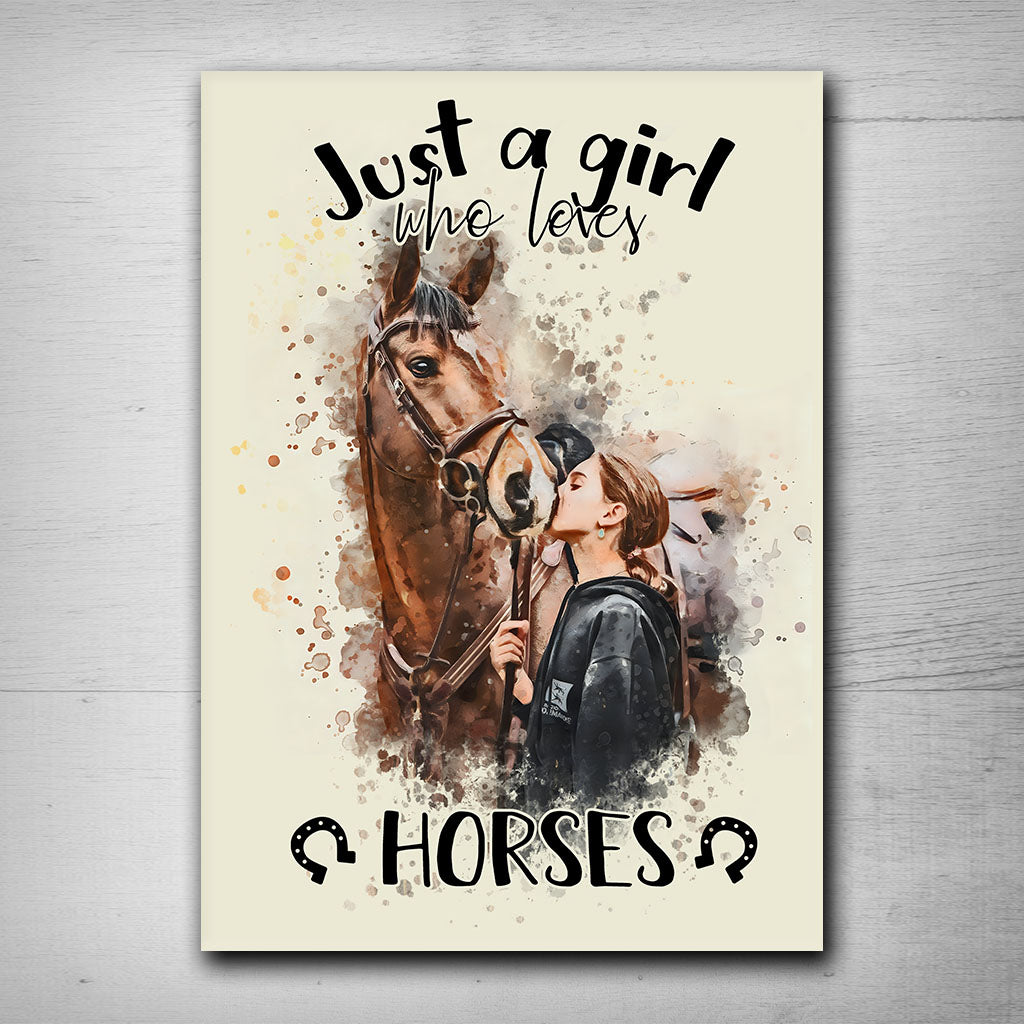 Just A Girl Who Loves Horses - Personalized Horse Rectangle Metal Sign