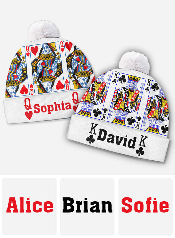King And Queen - Personalized Couple Beanie Hat
