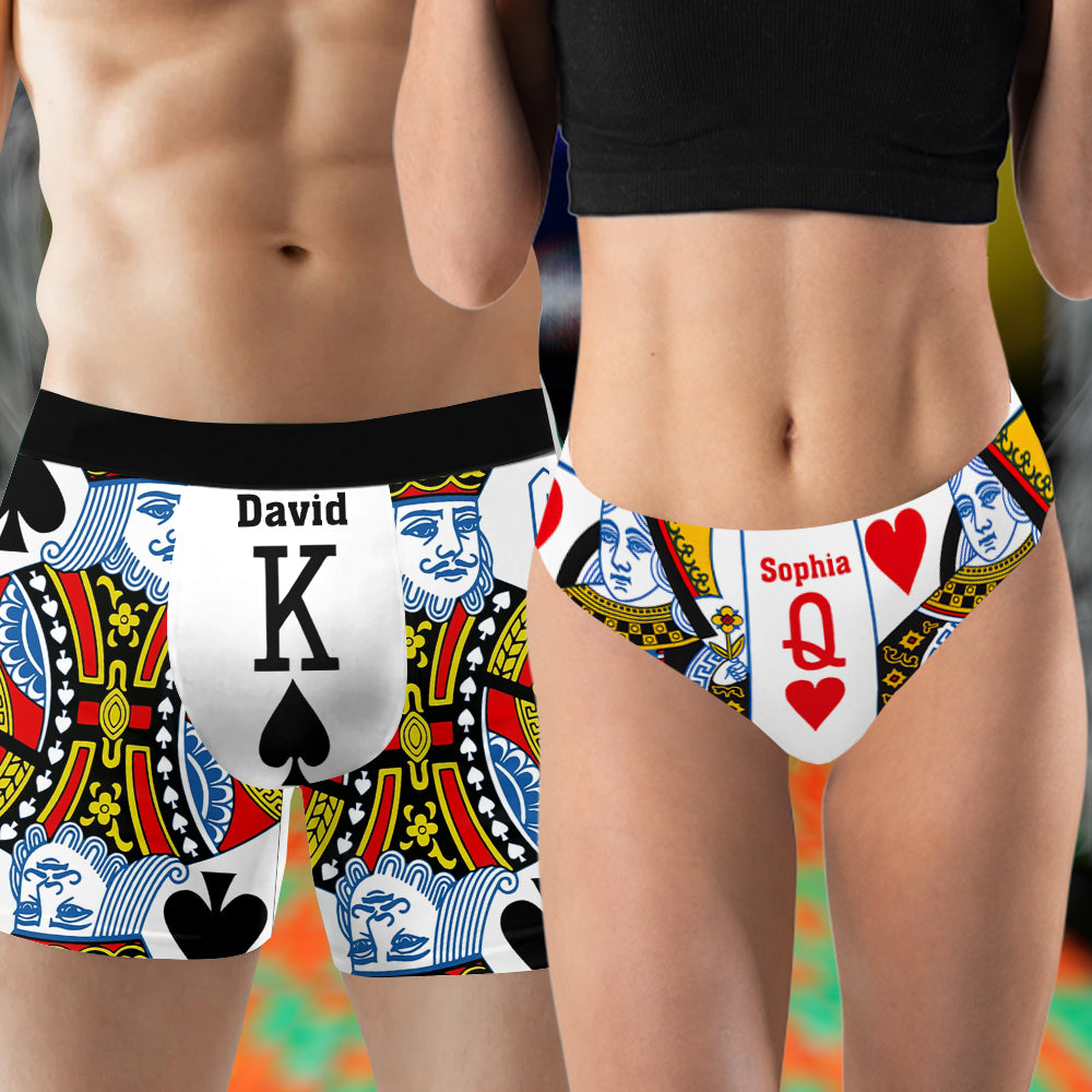 King And Queen - Personalized Couple Women Briefs & Men Boxer Briefs