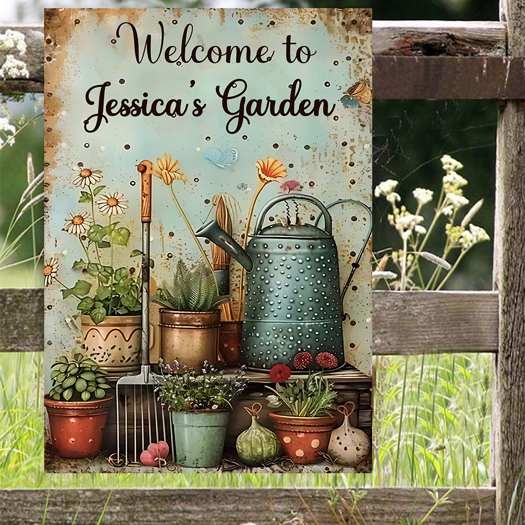 Welcome To My Garden - Personalized Gardening Rectangle Metal Sign