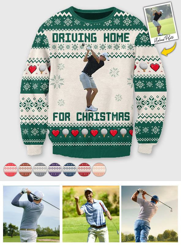 Retour à la maison pour Noël - Pull de golf moche personnalisé