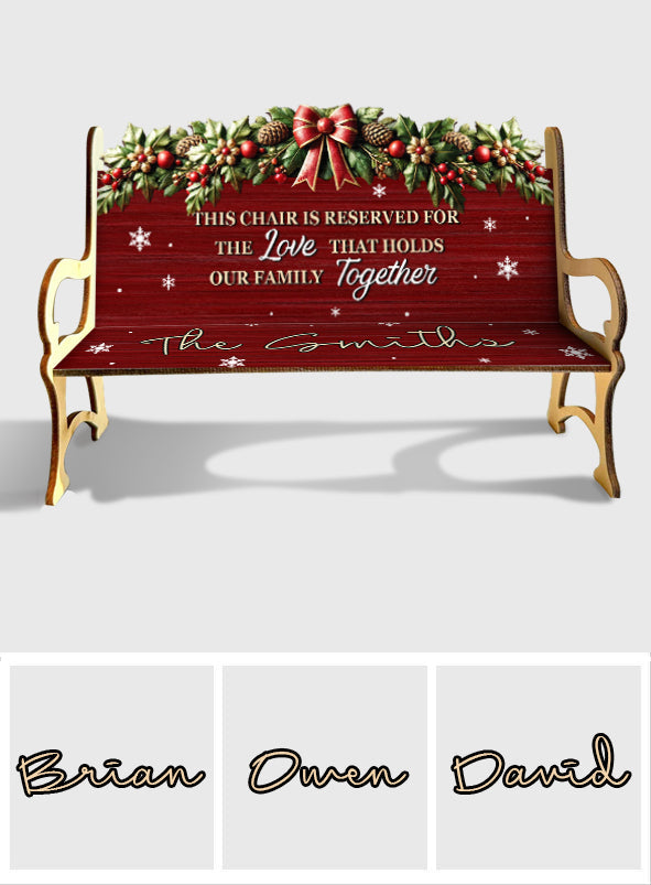 Die Liebe, die unsere Familie zusammenhält – personalisierte Familien-Holzbank