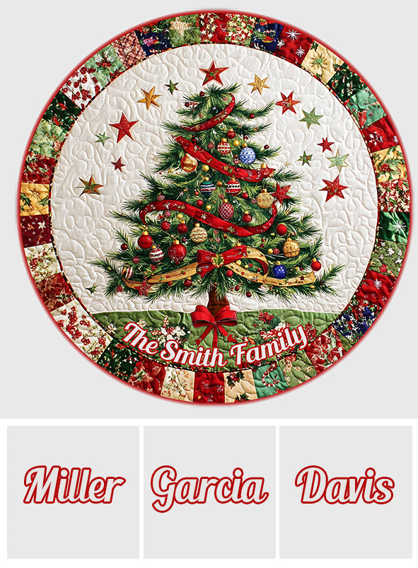 Merry Christmas - Personalized Family Round Rug