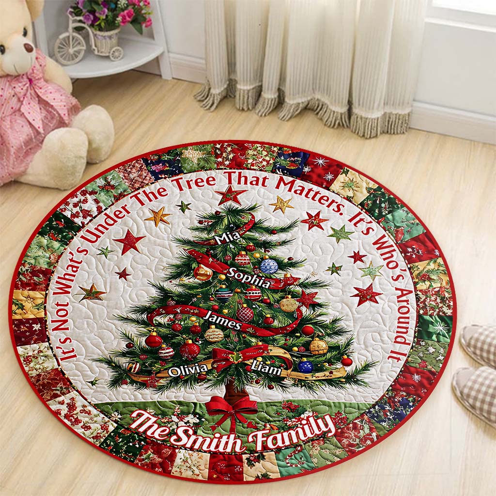 Merry Christmas - Personalized Family Round Rug
