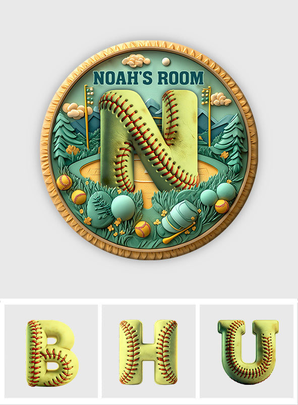 Salle des joueuses de softball - Panneau en bois personnalisé en forme de balle au pied