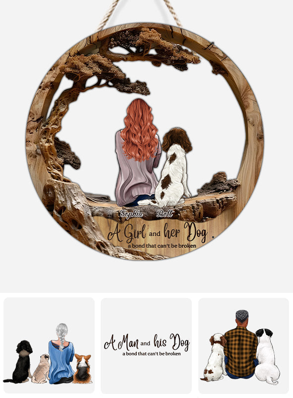 A Bond That Can't Be Broken - Personalized Dog Custom Shaped Wood Sign
