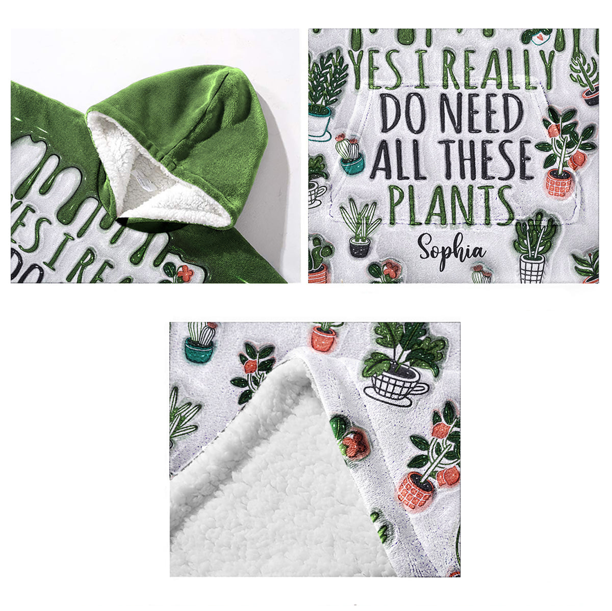 Yes I Need All These Plants - Personalized Gardening Blanket Hoodie