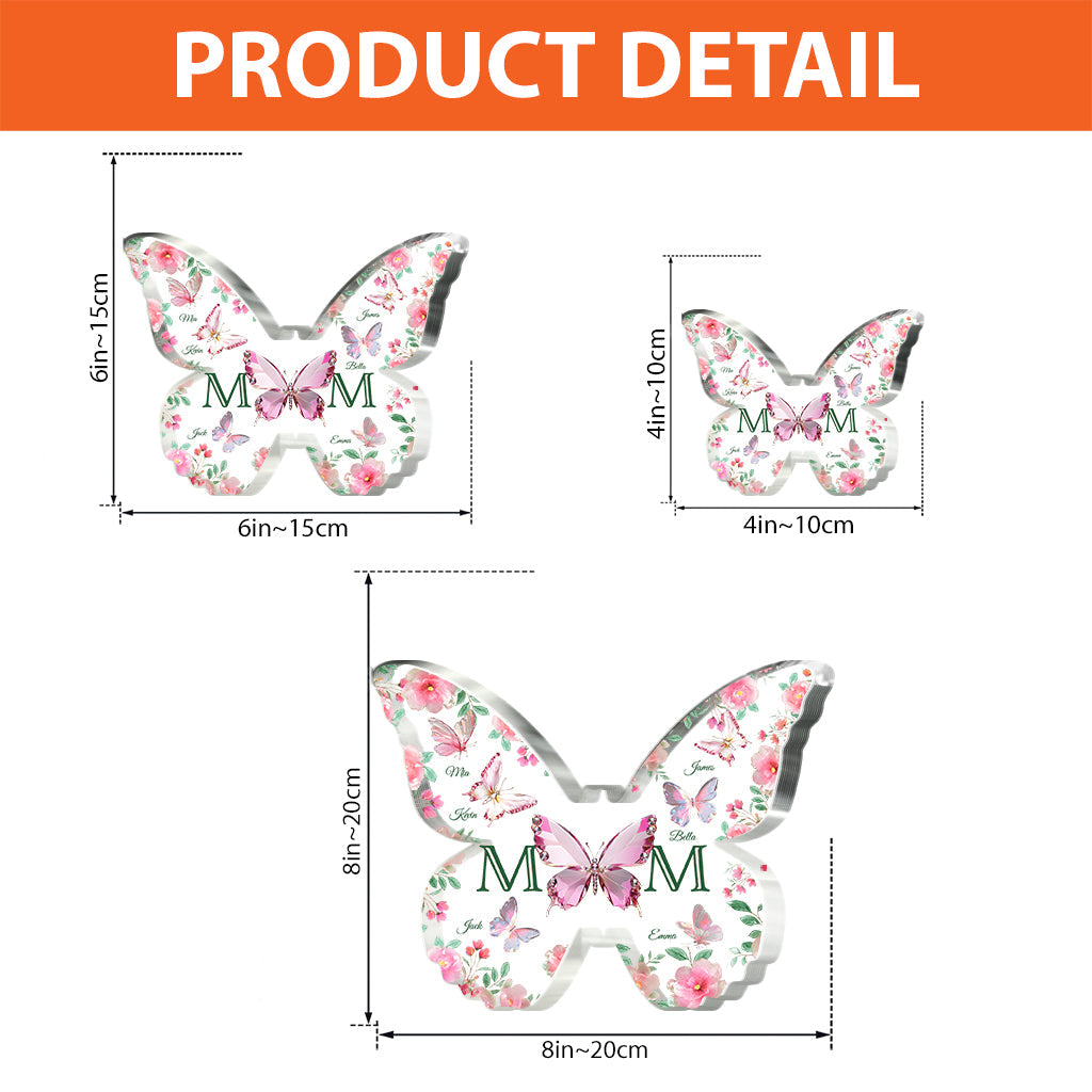 Mom And Children Butterflies - Personalized Mother Custom Shaped Acrylic Plaque