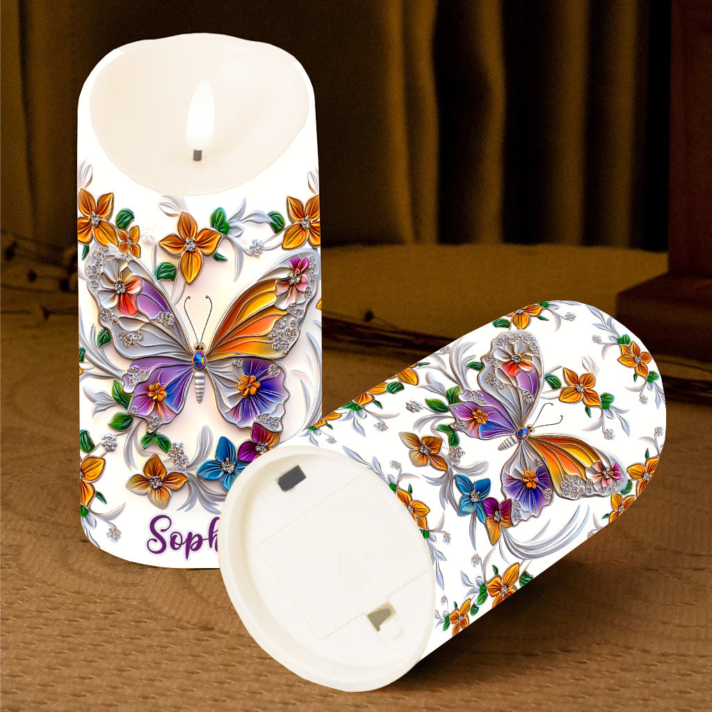 Beautiful Butterfly Bee Dragonfly Hummingbird - Personalized Butterfly Flameless Candle