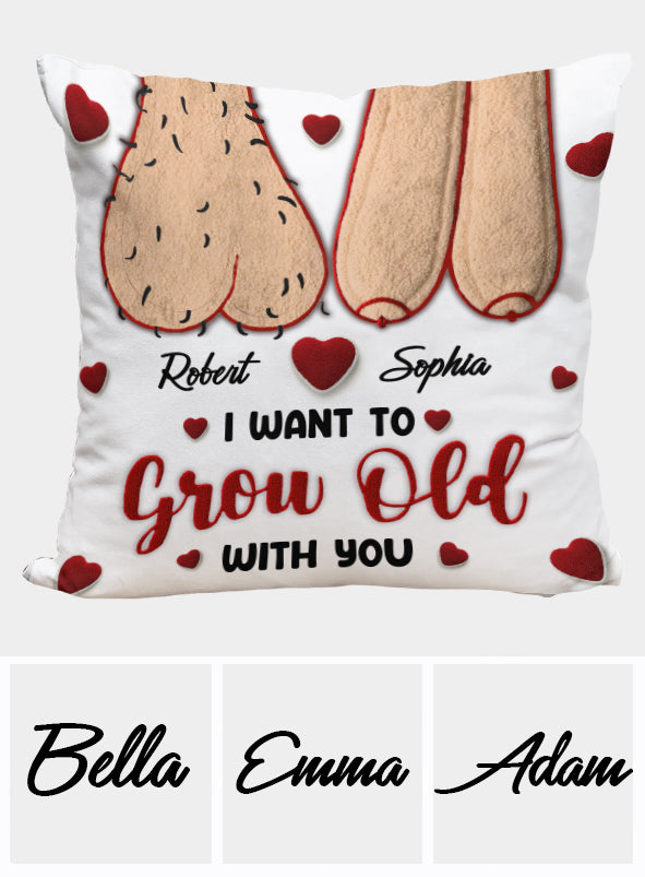 I Want To Grow Old With You - Personalized Couple Throw Pillow