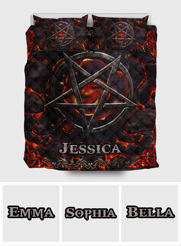 Volcanic Pentacle - Personalized Witch Quilt Set