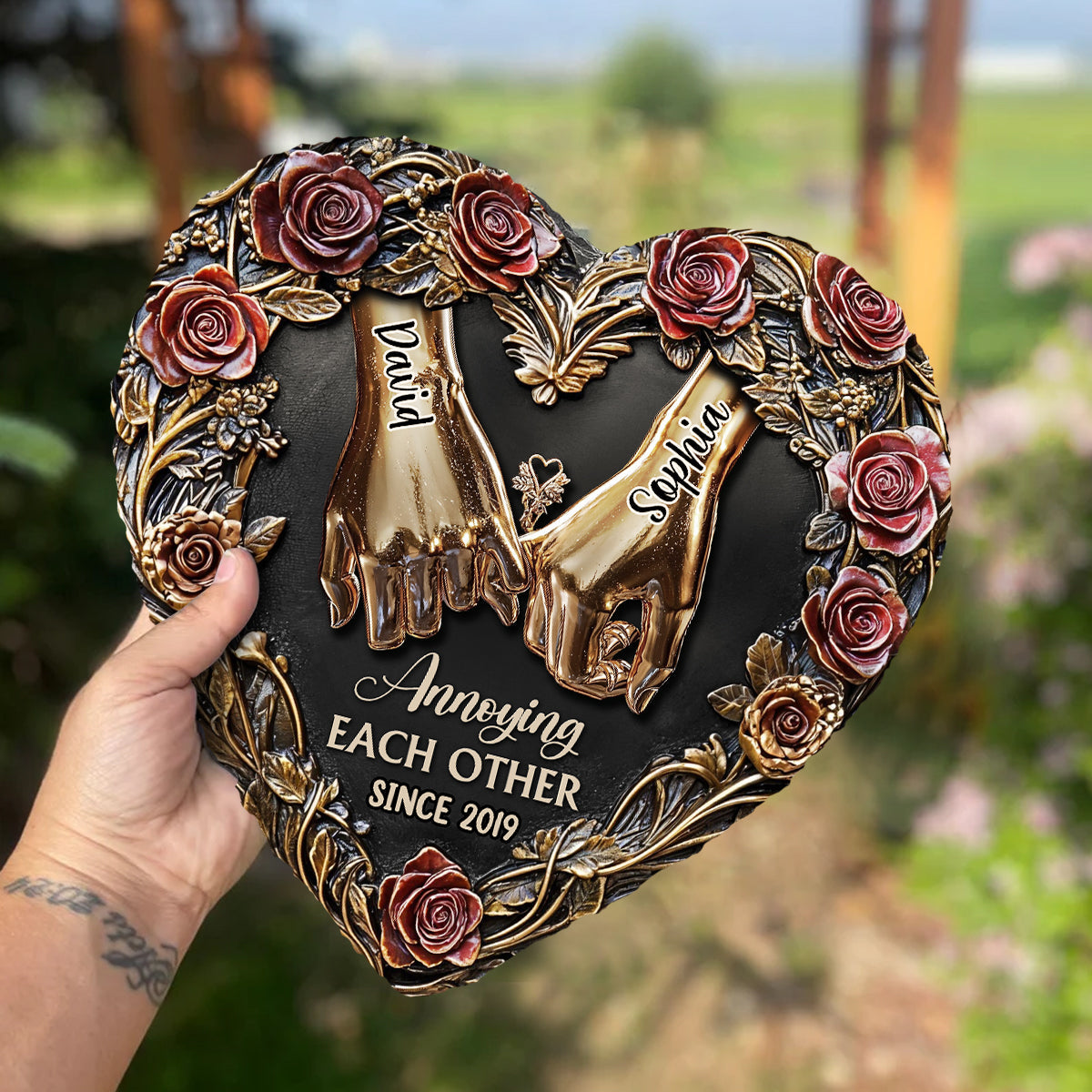 Annoying Each Other - Personalized Couple Heart Shaped Stone