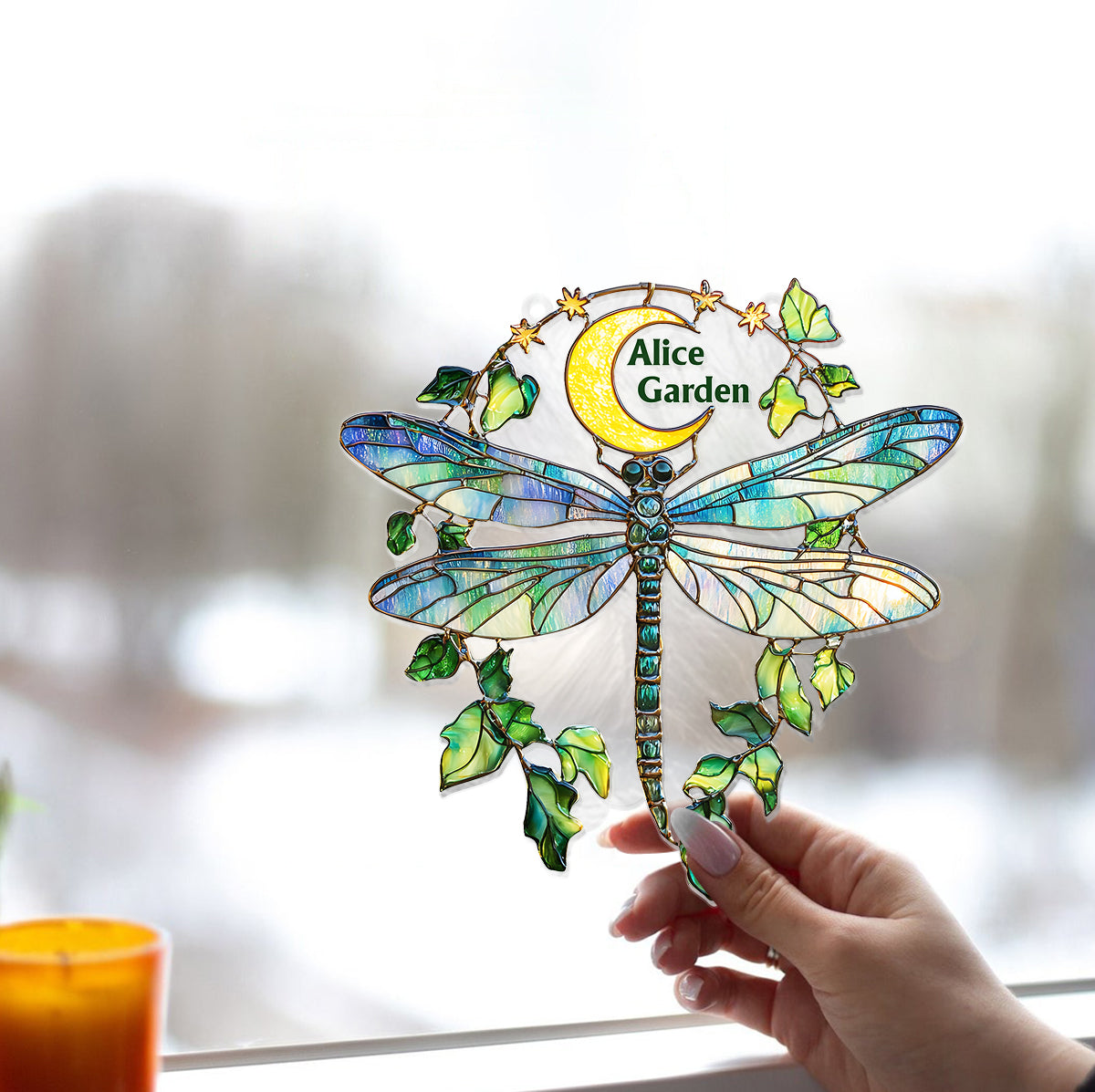 Garden Dragonfly - Personalized Gardening Window Hanging Suncatcher Ornament