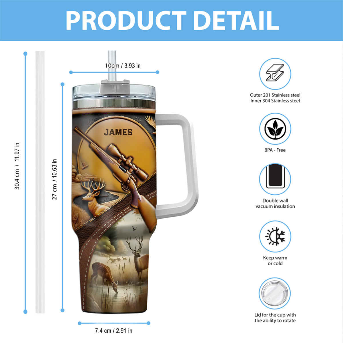 Love Hunting - Personalized Hunting Tumbler With Handle