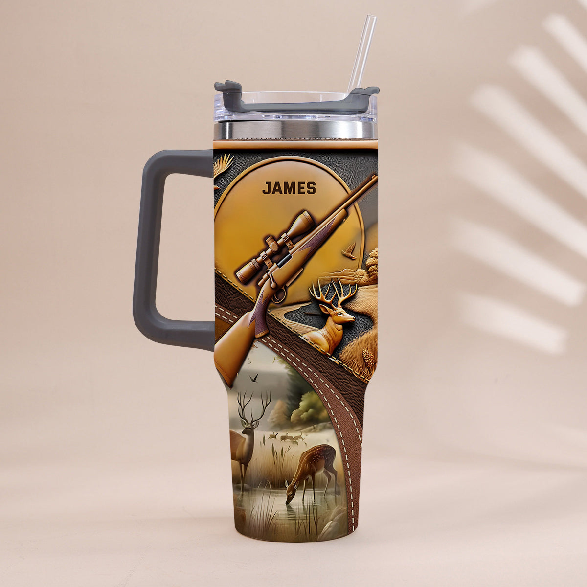 Love Hunting - Personalized Hunting Tumbler With Handle
