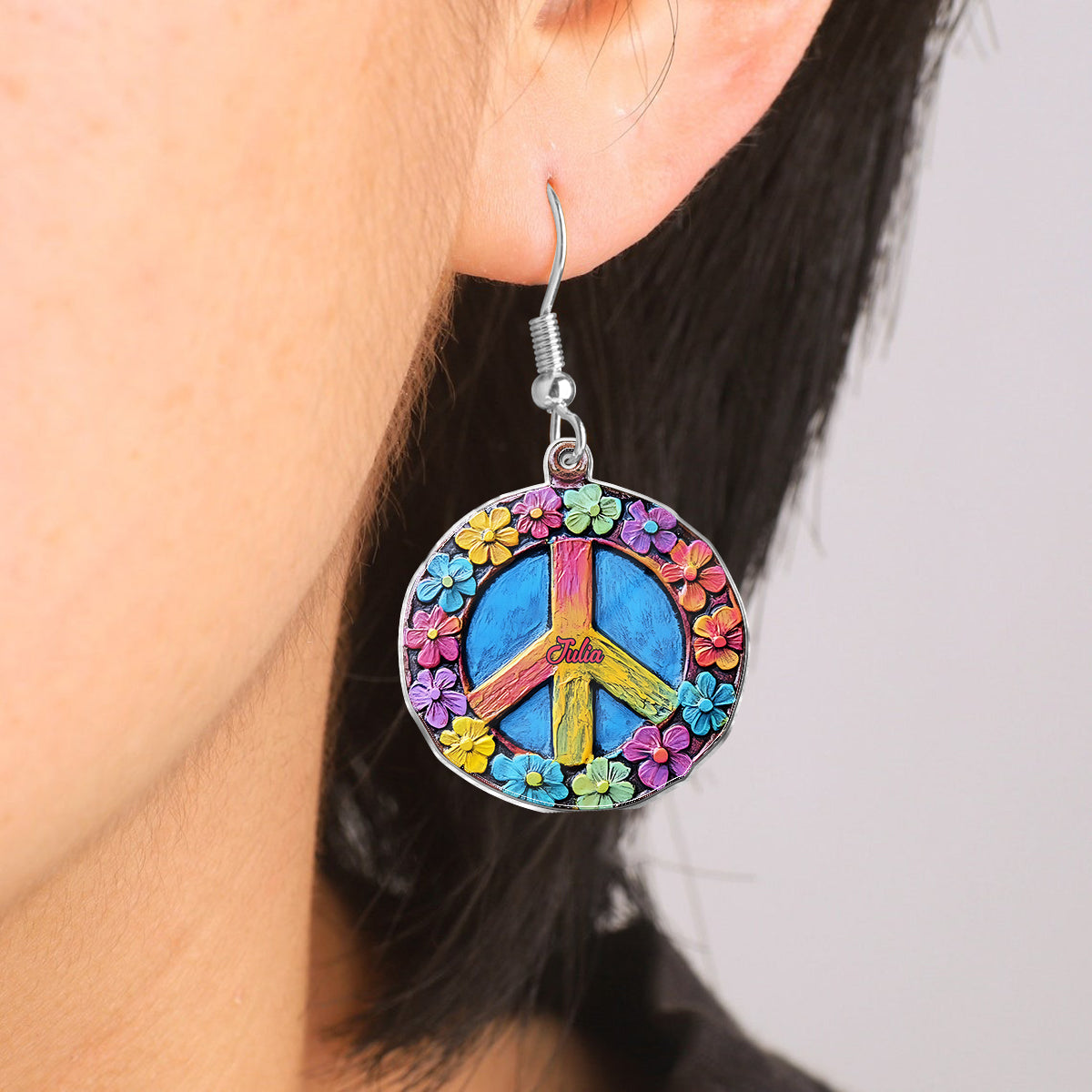 Floral Peace Soul - Personalized Hippie Earrings