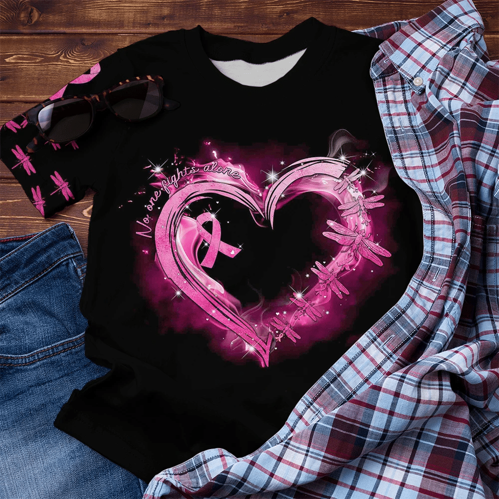 Personne ne lutte seul contre le cancer du sein - T-shirt et sweat-shirt de sensibilisation au cancer du sein 0822