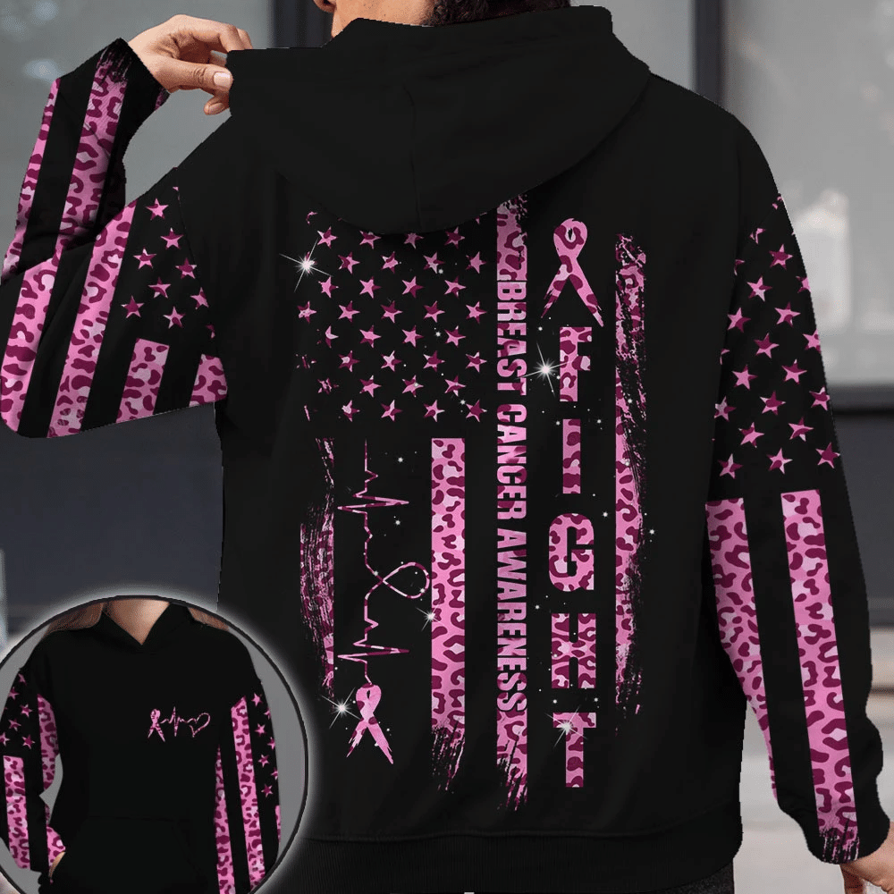 Fight Leopard Pink Breast Cancer - Breast Cancer Awareness All Over T-shirt and Hoodie 0822