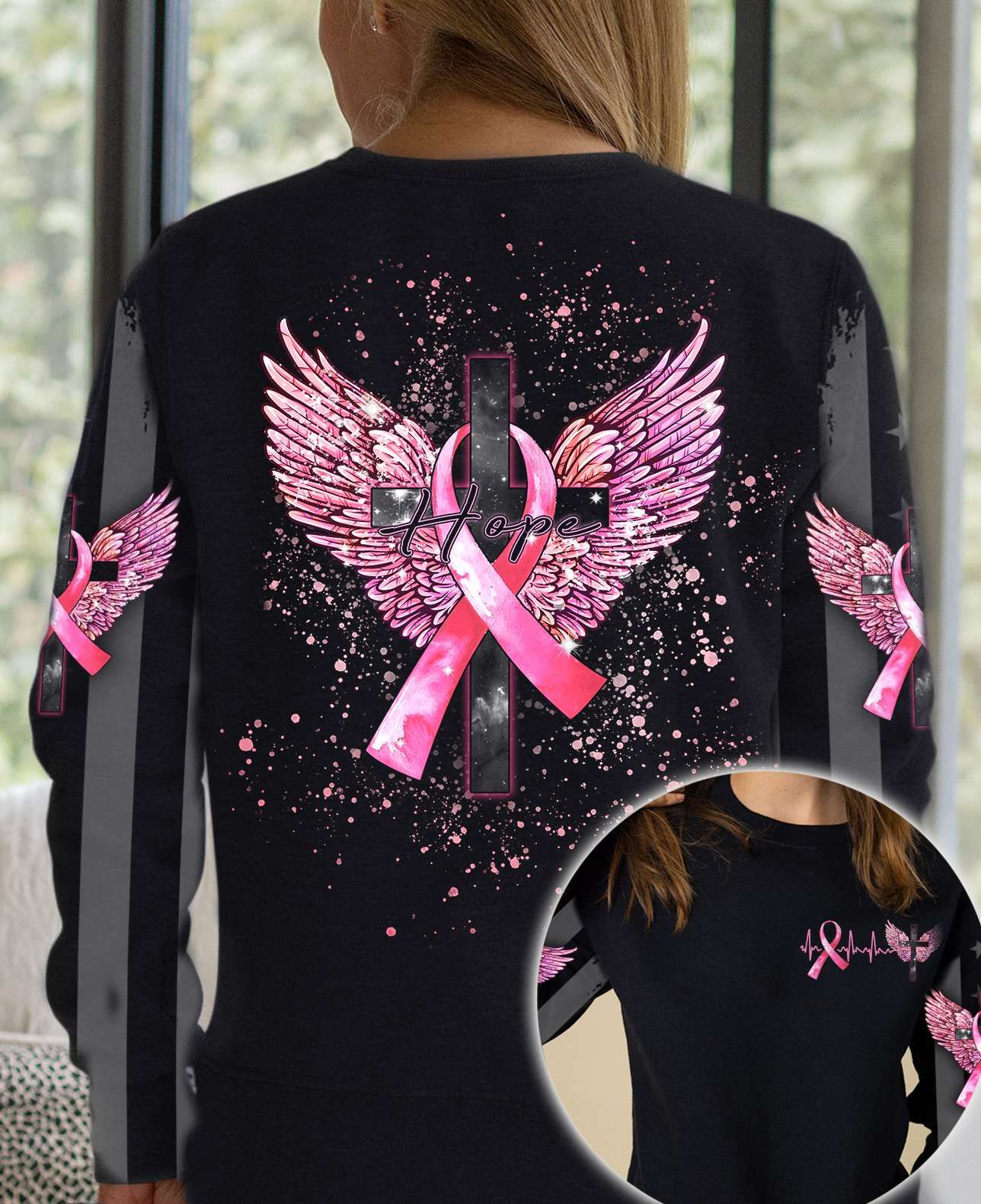T-shirt et sweat à capuche Hope Wings Breast Cancer - Sensibilisation au cancer du sein (0822)
