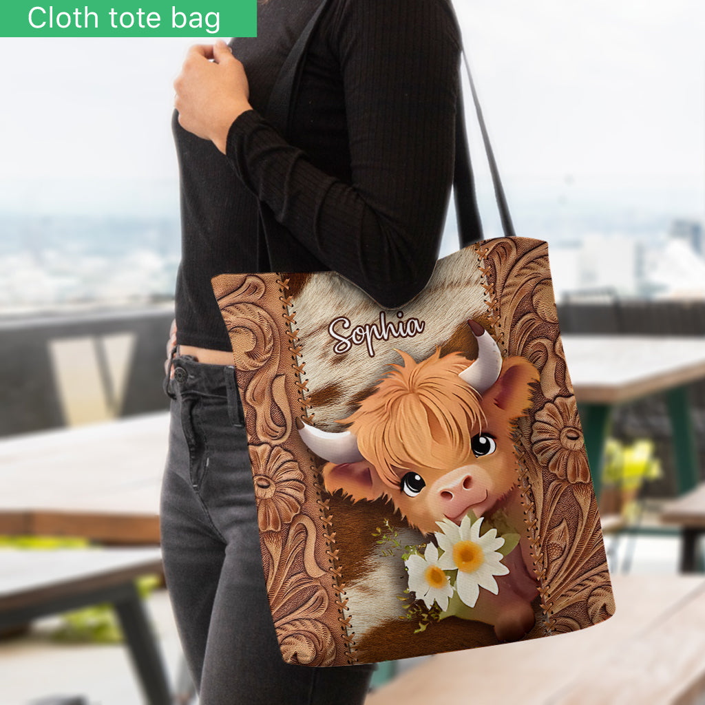 Cute Highland Cow - Personalized Tote Bag