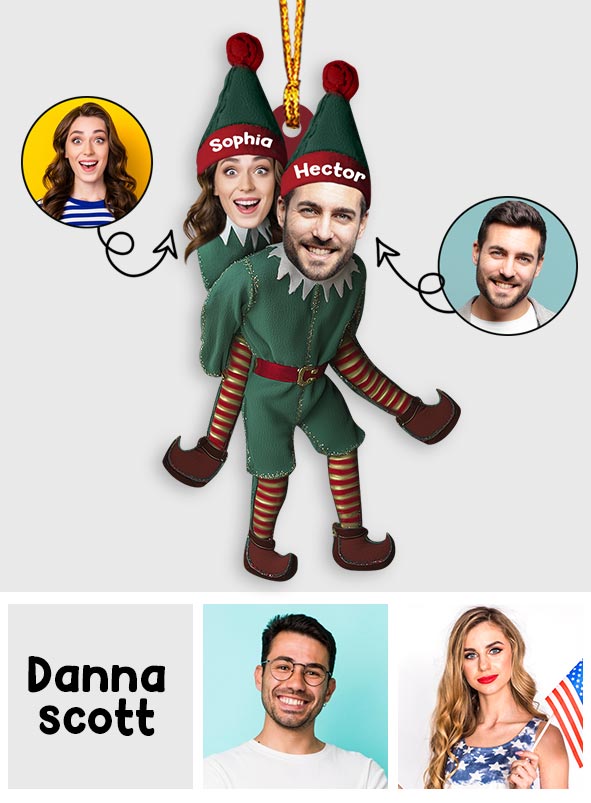 Elf Couple - Personalized Couple Ornament