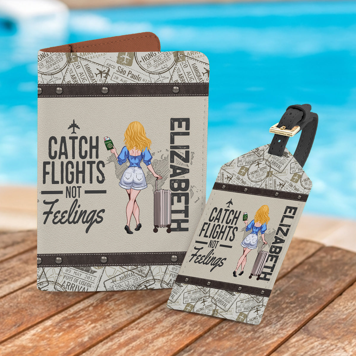 Adventure Awaits - Travelling gift for her, mom, wife, girlfriend, friend - Personalized Set