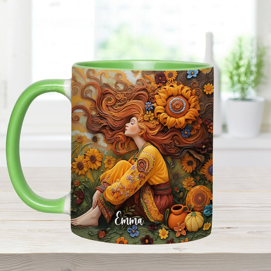 Hippie Girl Hippie Soul Peace Love - Personalized Hippie Accent Mug