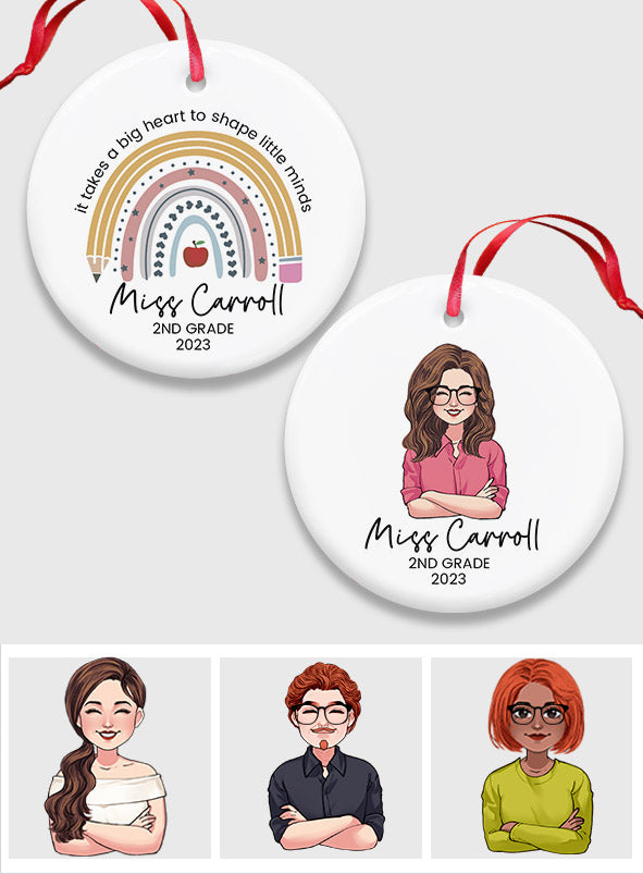 Merci de m'avoir aidée à briller - Ornement rond en céramique personnalisé pour enseignant