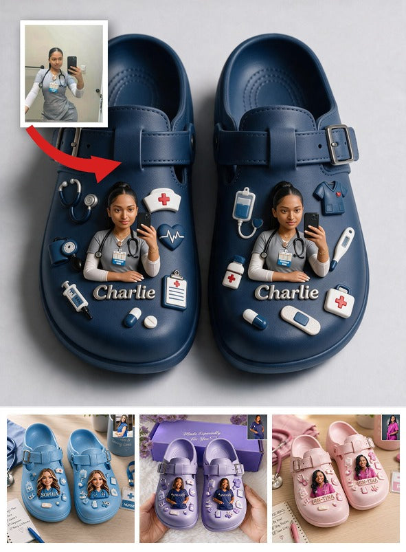 Personalized 3D Nurse Life Clogs with Arch Support, Custom Name Comfortable Work Gift for Latina CNA Healthcare Workers