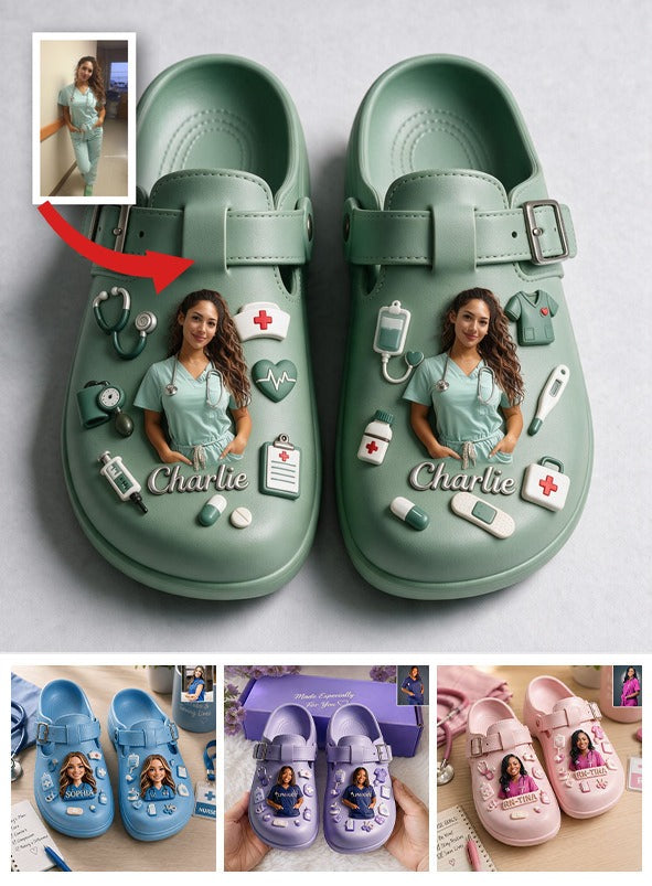Personalized 3D Latina Nurse Clogs With Arch Support, Cute Medical Themed Comfort Shoes For Nurse Appreciation Gifts