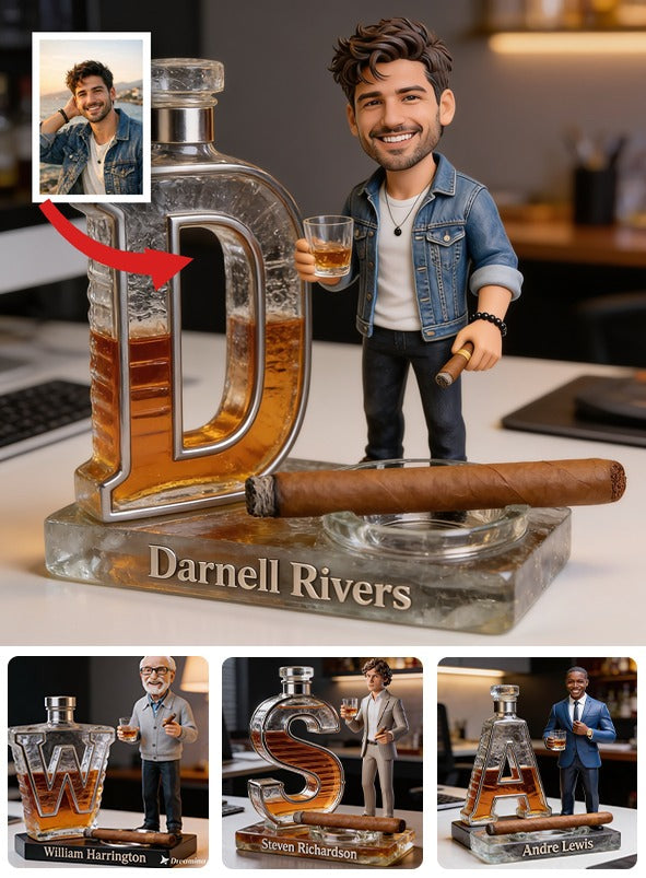 Personalisierte Foto Erwachsene Mann Whiskey Zigarre Acrylplakette, Einzigartiges Geschenk für Männer