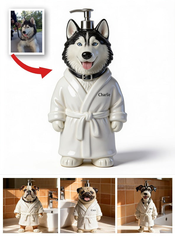 Distributeur de Savon Personnalisé Husky Sibérien - Cadeau Décor Salle de Bain