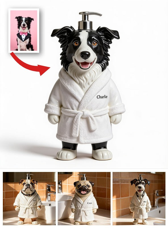 Personalized Border Collie Bath Robe Soap Dispenser Dog Lover Bathroom Gift