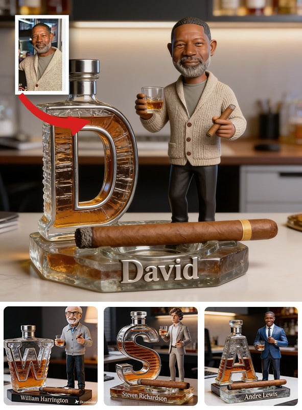 Custom Photo Older Latina Bearded Man Whiskey Cigar Custom Shaped Acrylic Plaque Gift for Him