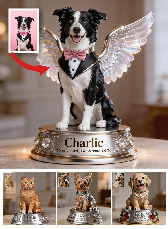 Personalized Border Collie Angel Custom Shaped Acrylic Plaque Dog Memorial Gift