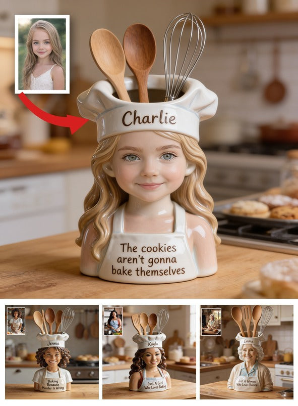 Pot en acrylique personnalisé pour petite fille chef, cadeau de pâtisserie pour fille, petite-fille, nièce