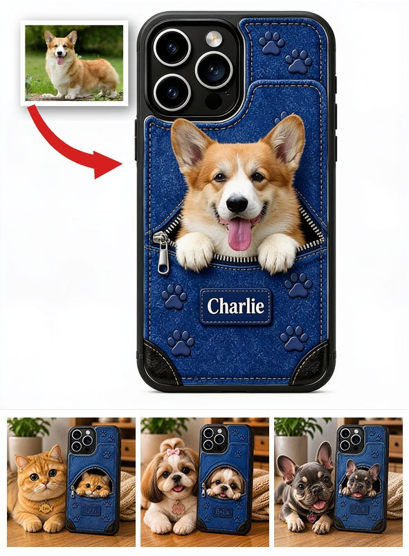 Personalisierte Tan und Weiße Pembroke Welsh Corgi Geldbörse Handyhülle Geschenk für Tierliebhaber