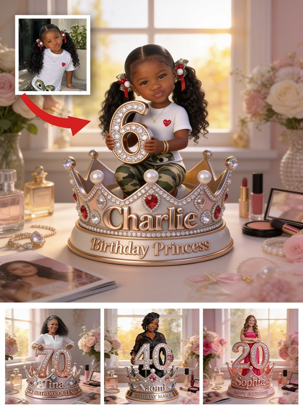 Personalized Birthday Black Little Girl Custom Shaped Acrylic Plaque, Daughter Granddaughter Niece Gift