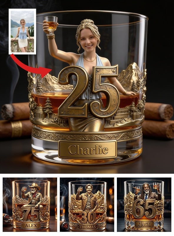Personalized 25th Birthday Woman Whiskey Glass Gift for Her