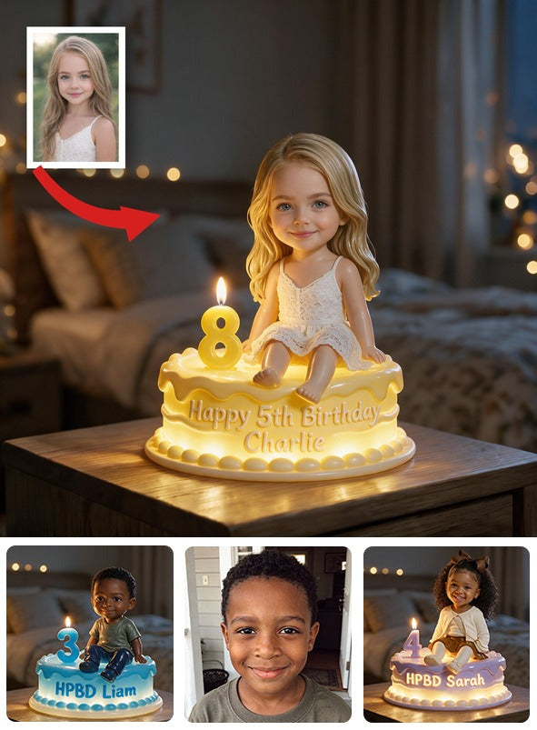 Personalized Birthday Little Girl Acrylic LED Night Light, Keepsake Gift for Daughter Granddaughter Niece