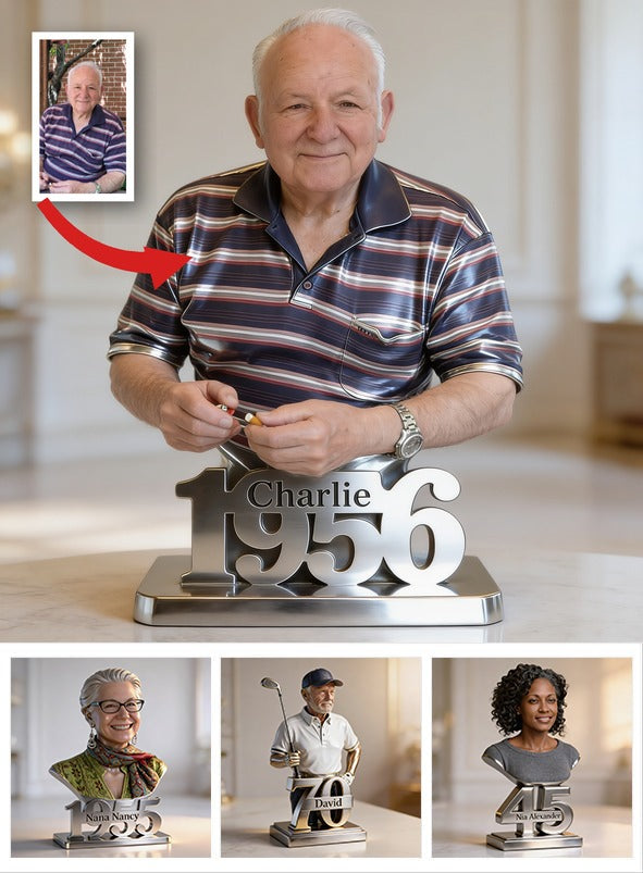 Personalized 70th Birthday Older Man Custom Shaped Acrylic Plaque Gift for Dad Grandpa