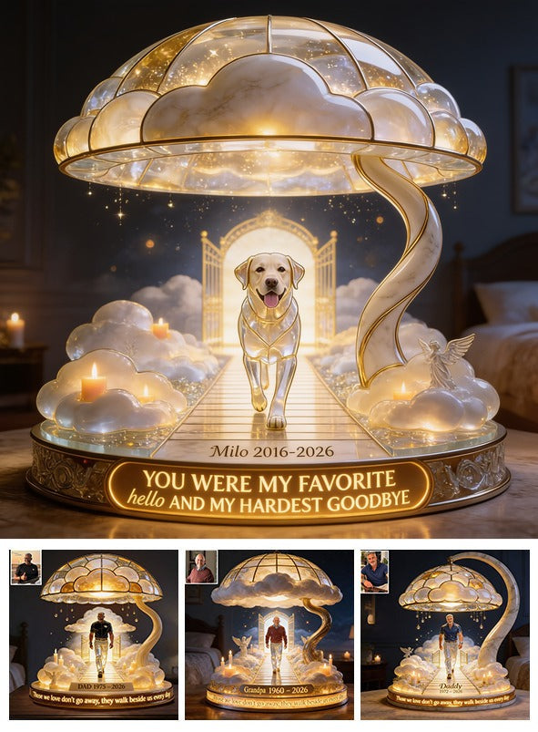 Custom Photo Yellow Labrador Retriever Memorial Acrylic LED Night Light Pet Loss Keepsake