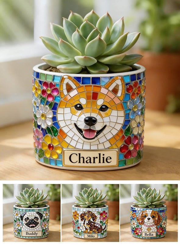 Personalized Tan & White Adult Shiba Inu Ceramic Plant Pot Dog Lover Home Decor