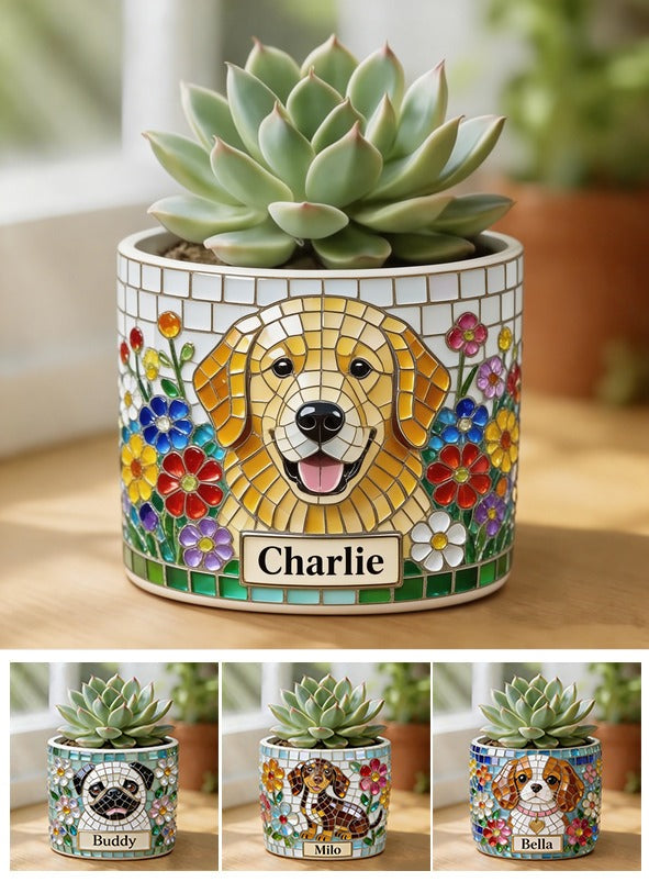 Personalized Adult Golden Retriever Ceramic Plant Pot Home Decor