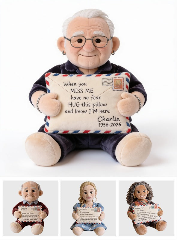 Personalized Older Man Grandpa Memorial Faux Fur Shaped Pillow