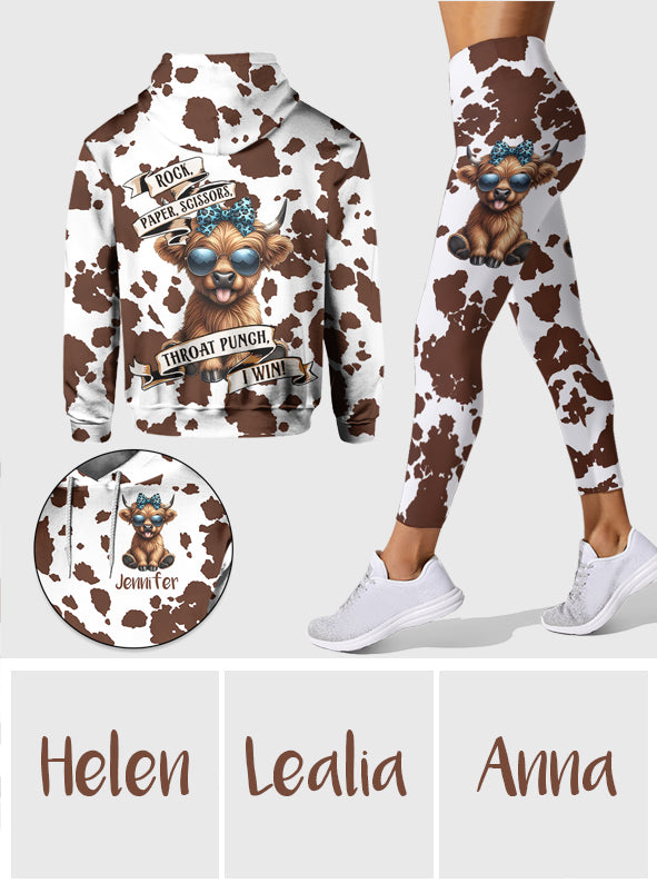 Rock Paper Scissors - Personalized Highland Cow Hoodie and Leggings
